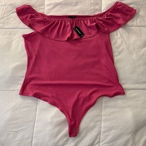 Express Fuchsia Ruffle Bodysuit